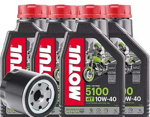 Kit Tagliando M o t u.l 5100 10W-40, 4L Olio Motore 4T + Filtro Olio, compatibile con Benelli 502 TRK X
