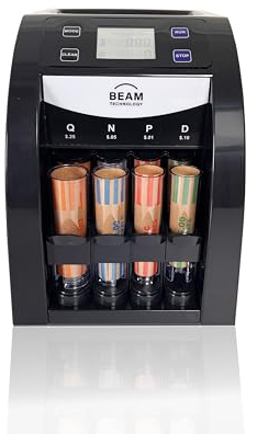 Beam Technology CSD-2000 - Separatore di monete elettrico, 2 file con coperchio ad accesso rapido, tecnologia brevettata anti-inceppamento, confezione iniziale inclusa (CSD-2000)