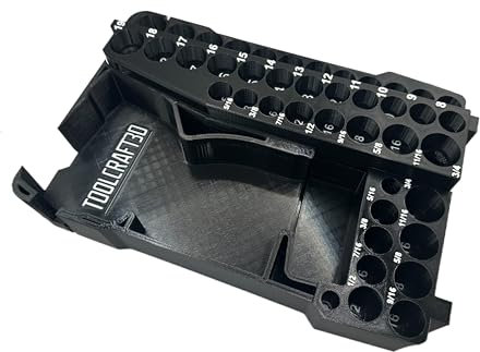 ToolCraft3d Design 3d Printed Insert Designed for Milwaukee Packout Organizer and Gen2 M12 Stubby 3/8 Impact (Insert Only) (Black)