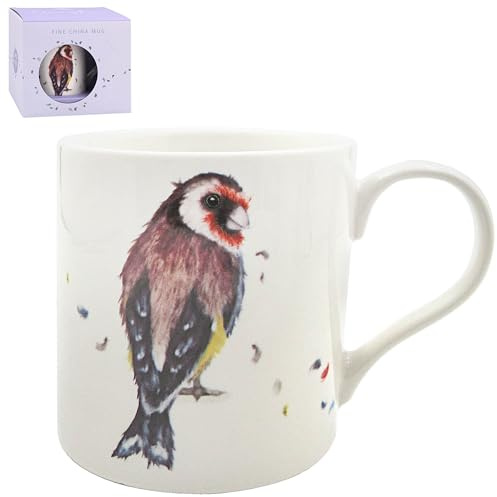 The Leonardo Collection Clemency Bunn Goldfinch Mug | Hot & Cold Drinks, Home & Office, Durable, Comfortable, Easy-To-Hold