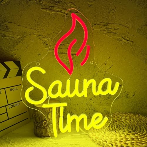 Foxiden Neonschild mit Sauna-Zeit, Neonlicht, LED-Wellness-Raumschild, dimmbar, USB-betrieben, für Fitnessstudio, Wellnessraum, Entspannungsschild für Selbstpflege, Heiligtum (32 x 26 cm)