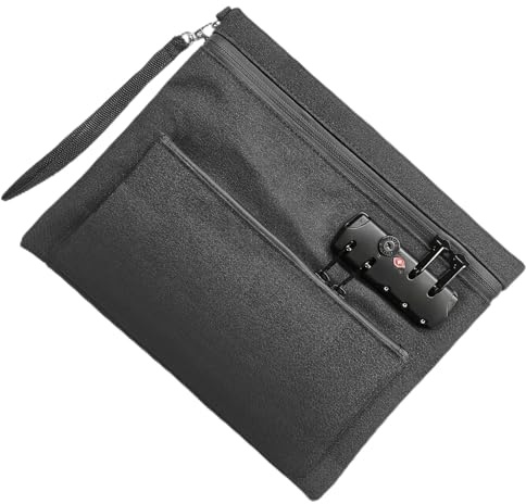28,5 × 22cm Doppelschicht-Geldtasche mit Zahlenschloss Geruchsdichte Tasche | Größe Reisepass Tasche Geldtaschen Banktasche zum Taschen mit Schloss für Dokumente Reisepässe Bargeld Reisetasche