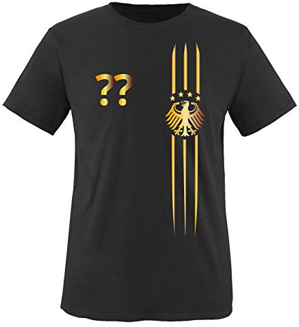 Trikot - MOTIV1 - DE - WUNSCHDRUCK - Kinder T-Shirt - Schwarz/Gold Gr. 98-104