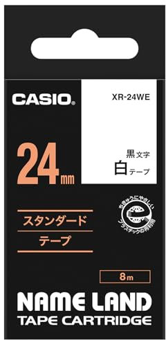 Casio EZ-Label Printer XR-24WE1 Schriftband selbsthaftend 24 mm x 8,0 m schwarz auf weiß, schwarz, weiß