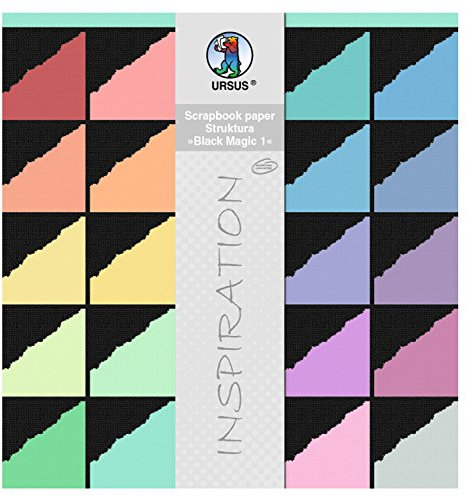 Ursus 81820099 - Scrapbook paper Block, Struktura Black Magic, ca. 30,5 x 30,5 cm, 220 g/qm, 20 Blatt in 20 verschiedenen Farben, geprägter Karton mit Leinenstruktur