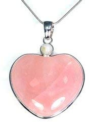 CrystalAge Ciondolo a forma di cuore in quarzo rosa