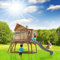 AXI Max Maison Enfant avec Bac à Sable & Toboggan Vert | Aire de Jeux pour l'extérieur en Marron & Vert | Maisonnette/Cabane de Jeu en Bois FSC