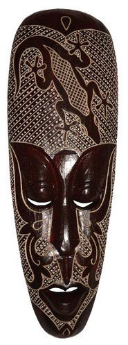 Wogeka Fantastische 50 cm Gecko Holz Wand Maske Deko Handarbeit Schnitzerei Afrika Maske29