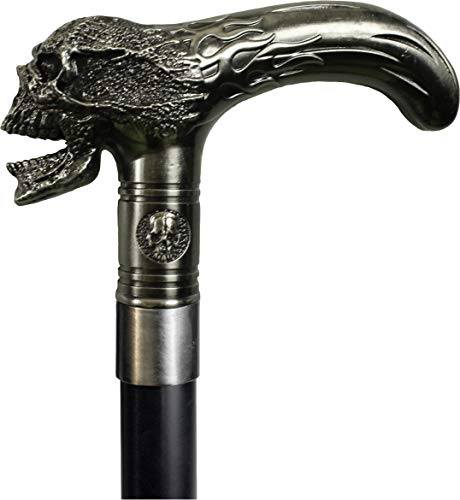 Nemesis Now Xenocane Gehstock, 89 cm, silberfarben, Kunststoff, Harz, Metall, Gummi