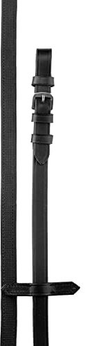 Horka Trense Equestrian Webband Zügel mit Hand Stops Pony Full Trainingshilfe, schwarz/silber