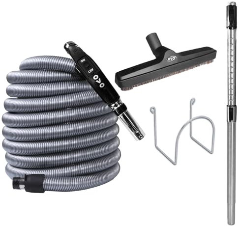 Nadair Complète Kit Flexible, Brosses, Accessoires pour Aspirateur Compatible Toutes Marques Aspiration Centralisée-Garantie 2 Ans TROVO-12, Trousse OVO 12M, Noir/Gris, 40FT