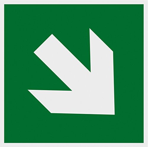 Metafranc Hinweisschild Symbol: Richtungspfeil schräg - 150 x 150 mm - nachleuchtend / Beschilderung / Rettungsweg / Fluchtweg / Notausgang / Sicherheitsmarkierung / Gewerbekennzeichnung / 503830