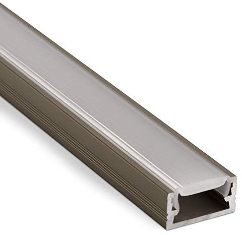 SOTECH LED Profil-11 Edelstahloptik 2000 x 14 x 7 mm | mit opalfarbiger Abdeckung für LED Streifen Aluprofil Aufbauprofil