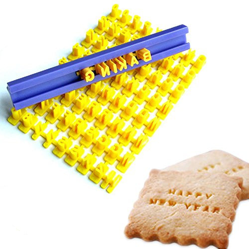 Tool Gadget Cookie Tampons Lot de 2 pièces Chiffres Alphabet pour Cookie Chocolat, 73 pièces, 100% sans BPA