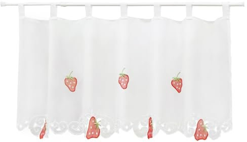 Joyswahl Scheibengardine Voile Bistrogardine mit Früchten Motive »Carla« Transparente Gardine Stores HxB 60x120cm Erdbeere 1er Pack