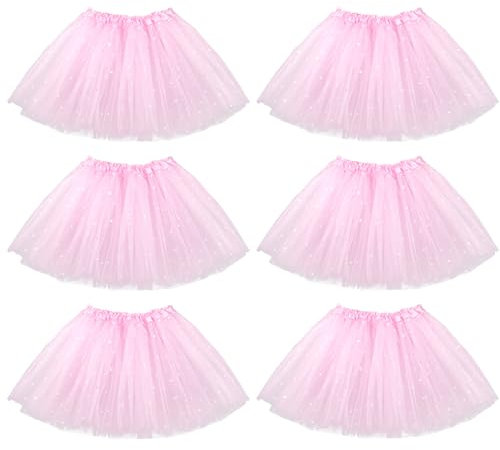 Kilofly - Set di 6 tutù da balletto per bambine e ragazze, per feste di compleanno e principesse Rosa Set6 Taglia Unica