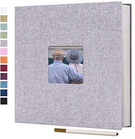 Vienrose Selbstklebende Fotoalbum 10x15 Einkleben und zum Selbstgestalten Groß Leinen Photoalbum mit 40 weißen Seiten,Hochzeit Jahrestag Geburtstag Geschenke mit Einem Kugelschreiber,33x32cm