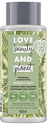 Love Beauty And Planet Shampoo für Damen, Rosmarin und Vetiver Vegan, 400 ml