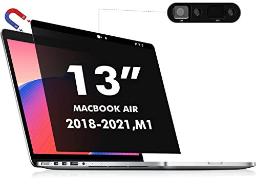 PYS Pantalla de privacidad para MacBook Air de 13 pulgadas compatible con MacBook Air de 13.3 pulgadas (lanzado en 2018-2021: A1932, A2179, A2337), antirreflejos, deslizador de cubierta de cámara web,