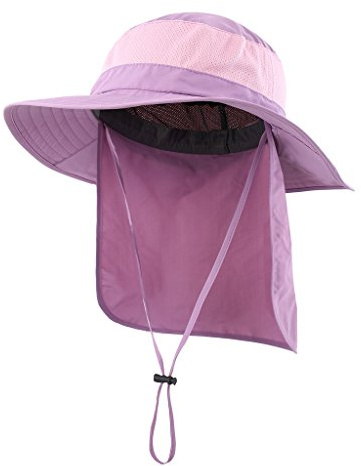 Decentron Outdoor UPF 50+ Mesh Sun Hat Wide Brim Fishing Hat with Neck Flap Hiking Bucket Hat for Men