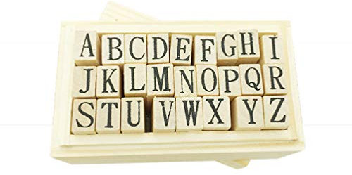 SUPVOX Alphabet-Stempel aus Holz, ABC-Stempel, Buchstaben, Gummi-Stempel für Scrapbooking, Basteln, Karten, Umschläge, Einladungen