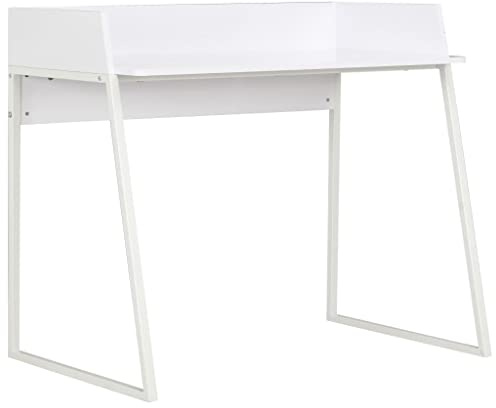 vidaXL Schreibtisch mit U-förmigen Beinen erhöhtem Rücken Seitenbrett Computertisch Bürotisch Arbeitstisch PC Laptoptisch Weiß 90x60x88cm