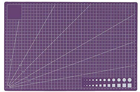 planche à découper rotative à double facelignes quadrillées pour tissu d'artisanat, courtepointe, scrapbooking de couture(Violet), A3 Tapis de découpe en PVC auto-cicatrisant Office Supplies
