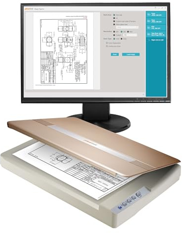 Plustek OpticSlim 1680 - High Speed Large Format Flatbed Scanner, scan Tabloid Size in 3 Seconds. Dual View Function Enable You to Quickly Check the Image Adjustment Effect