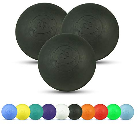 Captain LAX Massageball Original - Lacrosseball 3er Set, aus Hartgummi, mit den Maßen 6 x 6 cm geeignet für Triggerpunkt- & Faszienmassage/Crossfit
