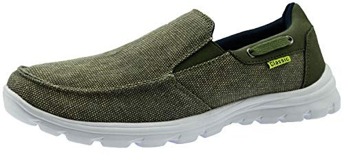 ChayChax Zapatos de Lona para Hombre Cómodo Mocasines Ligero Transpirable Náuticos Slip On Zapatillas de Deporte,Caqui,42 EU=Fabricante 42
