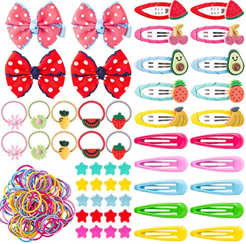 154pcs Girls Hair Accessories Set, Kids Hair Clips Hair Ties Snap Barrettes Hair Bows for Baby Little Girls
