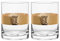 Tumbler Whisky Glass 400ml Set of 2 (Gold Geometric Diamond Band)