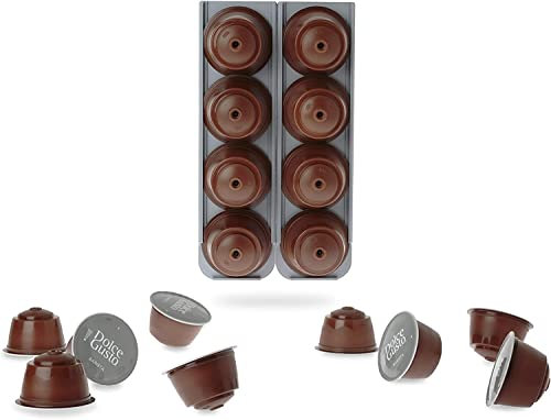 R&R SHOP - Porta Capsule per Nescafè Dolce Gusto, Incollabile su Ogni Superficie, con Adesivi, 4 Capsule cadauno, 100% Riciclabile - Set di 2