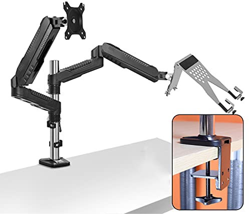​Supporto Monitor Monitor e laptop Mount 2-in-1 Supporti a doppio braccio regolabile Supporti a doppio braccio Tipo di colonna Dual Monitor Braccio del supporto, Montaggio VESA 75 / 100mm con morsetto
