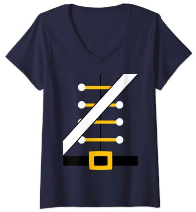 Womens Nutcracker Costume Toy Soldier Easy Dress Up Uniform V-Neck T-Shirt