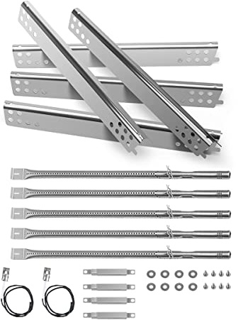 Gcostar Grill-Ersatzteile für Charbroil Performance 5-Brenner 463347519, 463347518, 475 4-Brenner 463347017, 463673017, 463376018P2 Gasgrills, Hitzeschutzplatten, verstellbares Verbindungsrohr