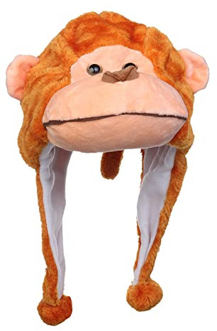 VPbao Chapeau Cache Oreilles Peluche Bonnet Animal pour Femme/Homme Enfants Cagoule Echarpe Singe Orange