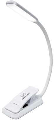 Infitronic IN9LEDNLPRO2W 9 LED Buchlampe Klemmlampe – 3 Farbmodi, stufenlos dimmbar, Augenschutz Leselampe mit 360° Schwanenhals, USB wiederaufladbar, Bettlampe für Bett, Kindle & Reisen – Weiß