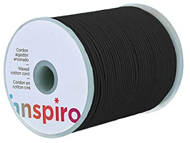 INNSPIRO Schnur aus gewachster Baumwolle, fein, schwarz, 0,5 mm, 100 m.