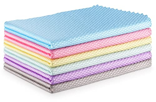 Easy Clean Fish Scale Dish Cloths Nanoscale,Streak Free Miracle Microfiber Cleaning Cloths for Kitchen,Counter,Washing Dish,Window,Mirror,Glass Lint Free Polishing Rag,All-Purpose,Reusable,Pack of 6