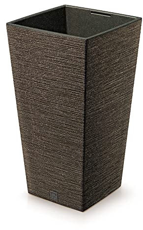 Prosperplast Flower Pot with Insert, Plastic Wood, Coffee Brown, 26,5 cm x2 6,5 cm x 50 cm
