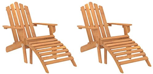 vidaXL Adirondack-Gartenstühle mit Fußteilen 2 STK. Massivholz Akazie, Gartenstuhl Holz, Adirondack Stuhl, Outdoor Stuhl, Gartenstuhl Massivholz