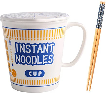 Ensemble De Bols en Céramique Ramen Tasse Nouilles Instantanées Japonaises, avec Couvercle Bol Soupe Profond Vaisselle Céréales Ménagères (Color : Blue, Size : S)