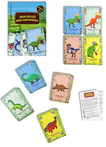 Mein erstes Dino Kartenspiel | Kindgerechte Karten für Dinosaurier Fans ab 4 Jahren | Kinderkartenspiel | Schön illustriertes Dinosaurier Kartenspiel mit besonderem Lerneffekt | Mau Mau Skat Mau-Mau