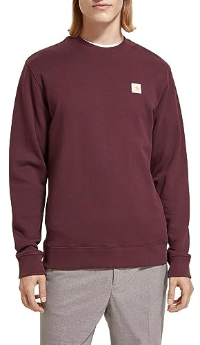 Scotch & Soda Herren Essential Badge Logo Crewneck Sweatshirt, Berry Wine, M