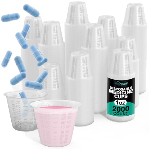 [2000 Pack - 1 oz.] Pruvade Disposable Medicine Cups with Graduated Dosage Lines for Pills or Liquid, Single Serve Measuring for Home, Nurse, Hospital, Medical Care, Resin Mixing, Mouthwash |2000 Pack