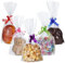 100 Pcs Sachet Bonbon Transparent, 15 x 25cm Sachets Bonbons Anniversaire Noël Sachet Plastique Bonbon avec 100 Nœuds de Couleurs pour Emballage Bonbon Biscuit Chocolat de Noël