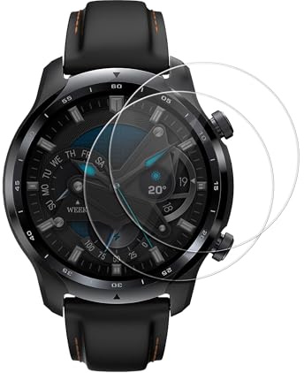 kwmobile 2x Echtglas Displayschutzfolie kompatibel mit Ticwatch Pro 3 Lite Schutzglas - Displayschutz für Smartwatch aus Glas - Schutz Glas für Fitness Tracker