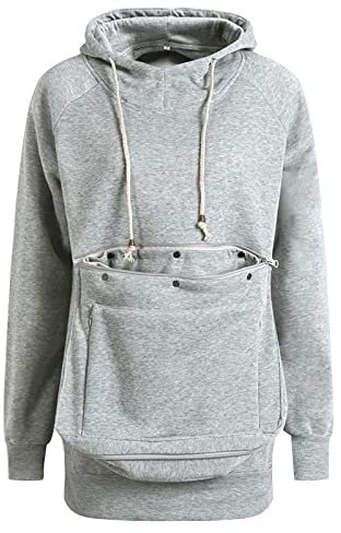 Alueeu Damen Hoodie mit Katzentasche, Kapuzenpullover Pulli mit Katzen Hund Tasche Langsleeve Pullover mit Kapuze Kapuzenpulli mit Kängurutasche Atmungsaktive Oberteile große größen Hoody