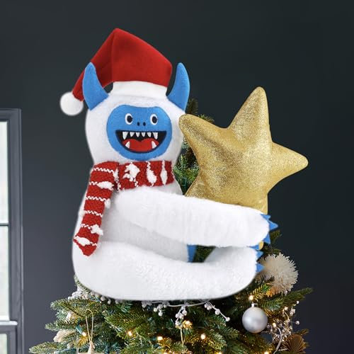 Bigfoot - Decoración para árbol de Navidad con diseño de muñeco de nieve con purpurina y tela de estrella, adorno de hombre salvaje, vacaciones de invierno, decoración del hogar, corona festiva 3D,